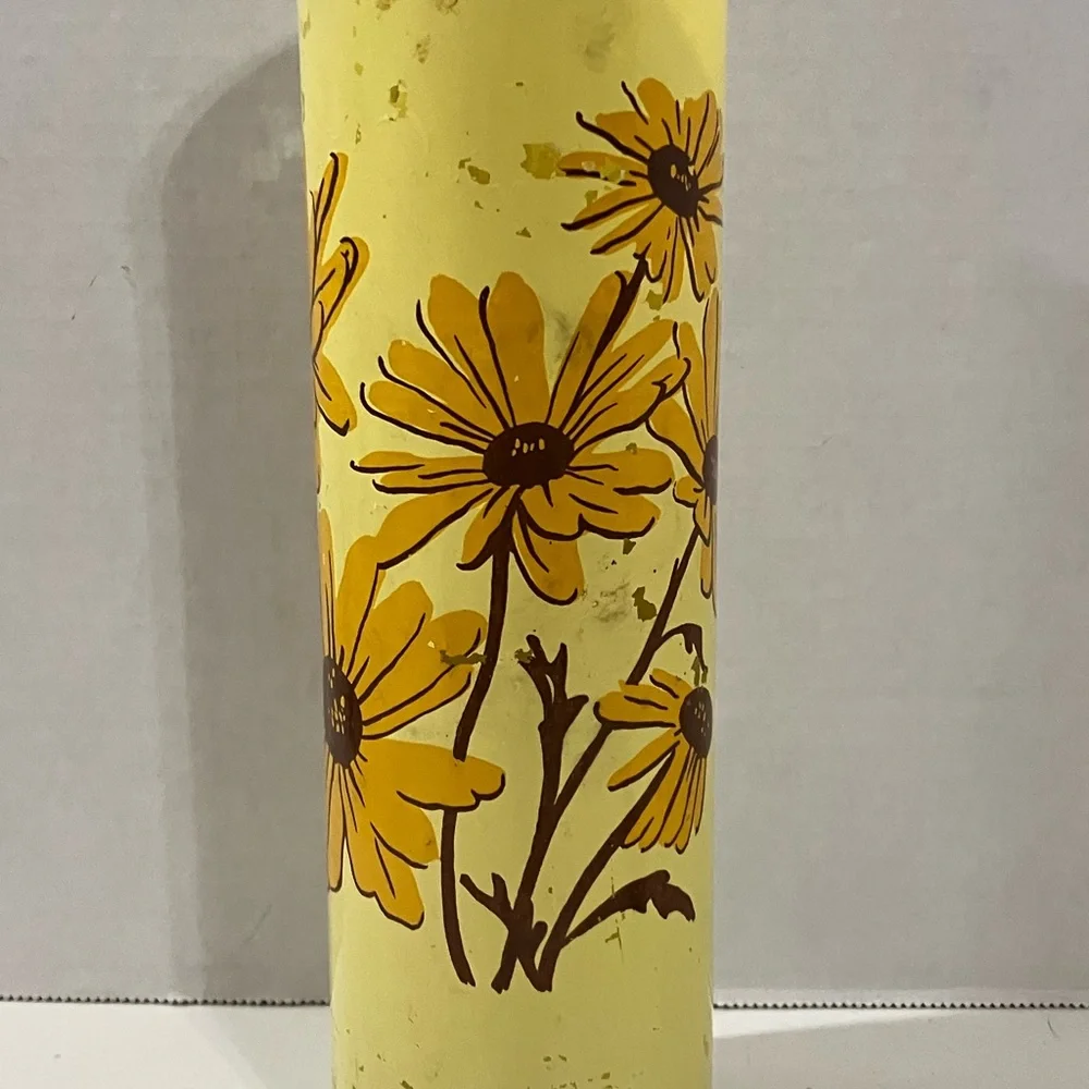 Vintage 70’s Pillar Candle with Painted Daises